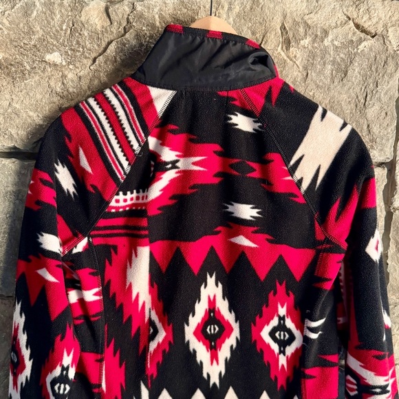 Lauren Ralph Lauren Active Black Red Aztec Western Fleece Quilted Zip Jacket M - Picture 7 of 9
